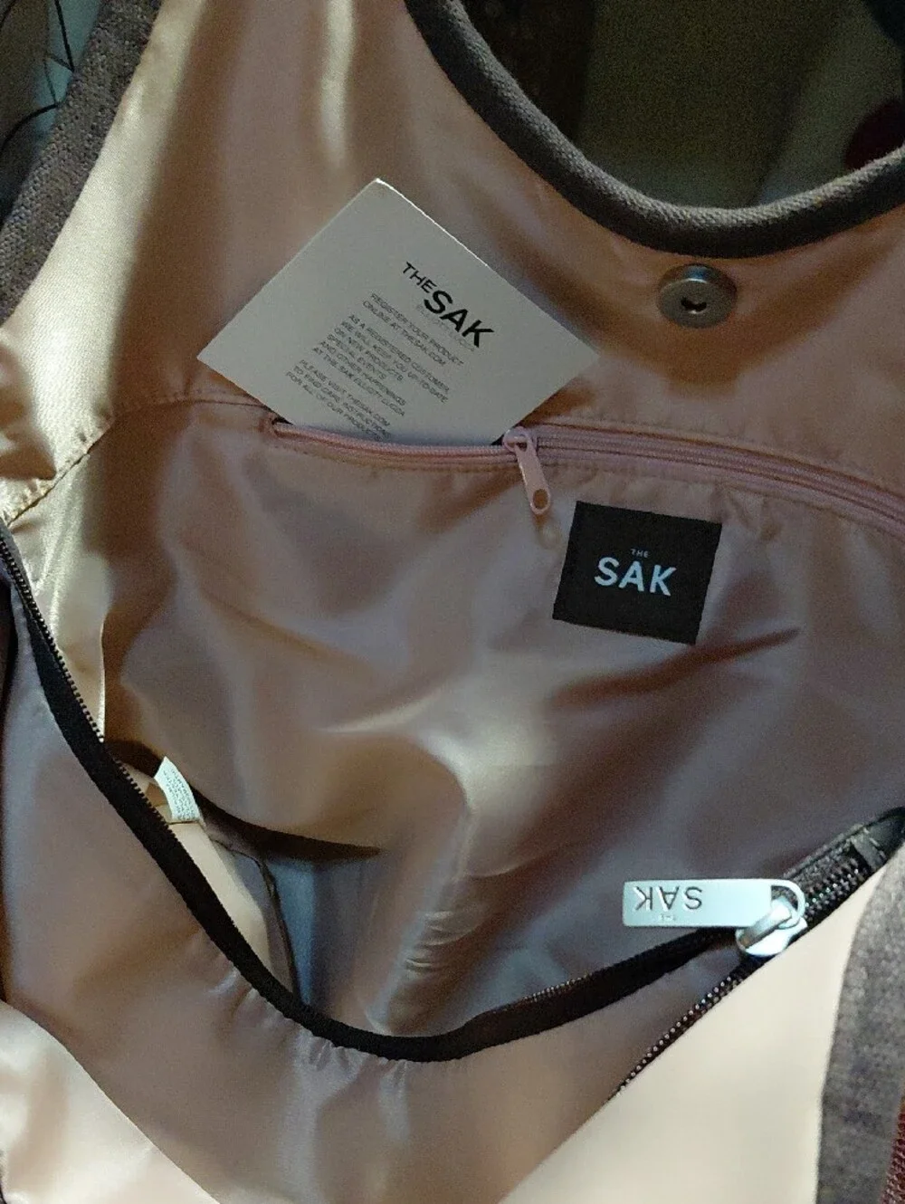 The Sak Striped Knit Tote in Pink, Brown and Cream
